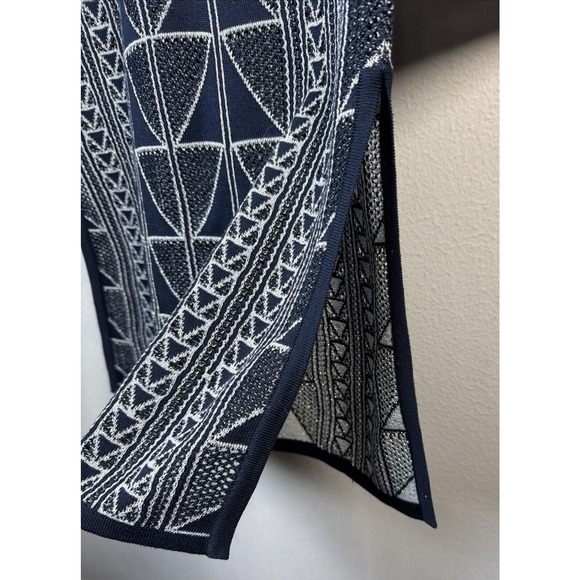 Peruvian Connection women's XS Cotton Tunic silver Blue White Aztec bohemian - Picture 6 of 12